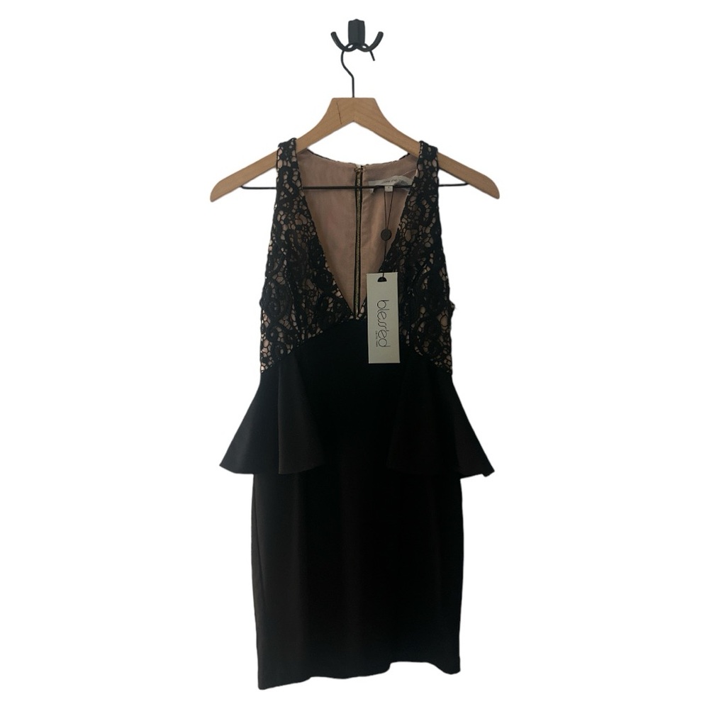 Blessed Are The Meek Lace Peplum Party‎ Dress Sleeveless Black Size 1